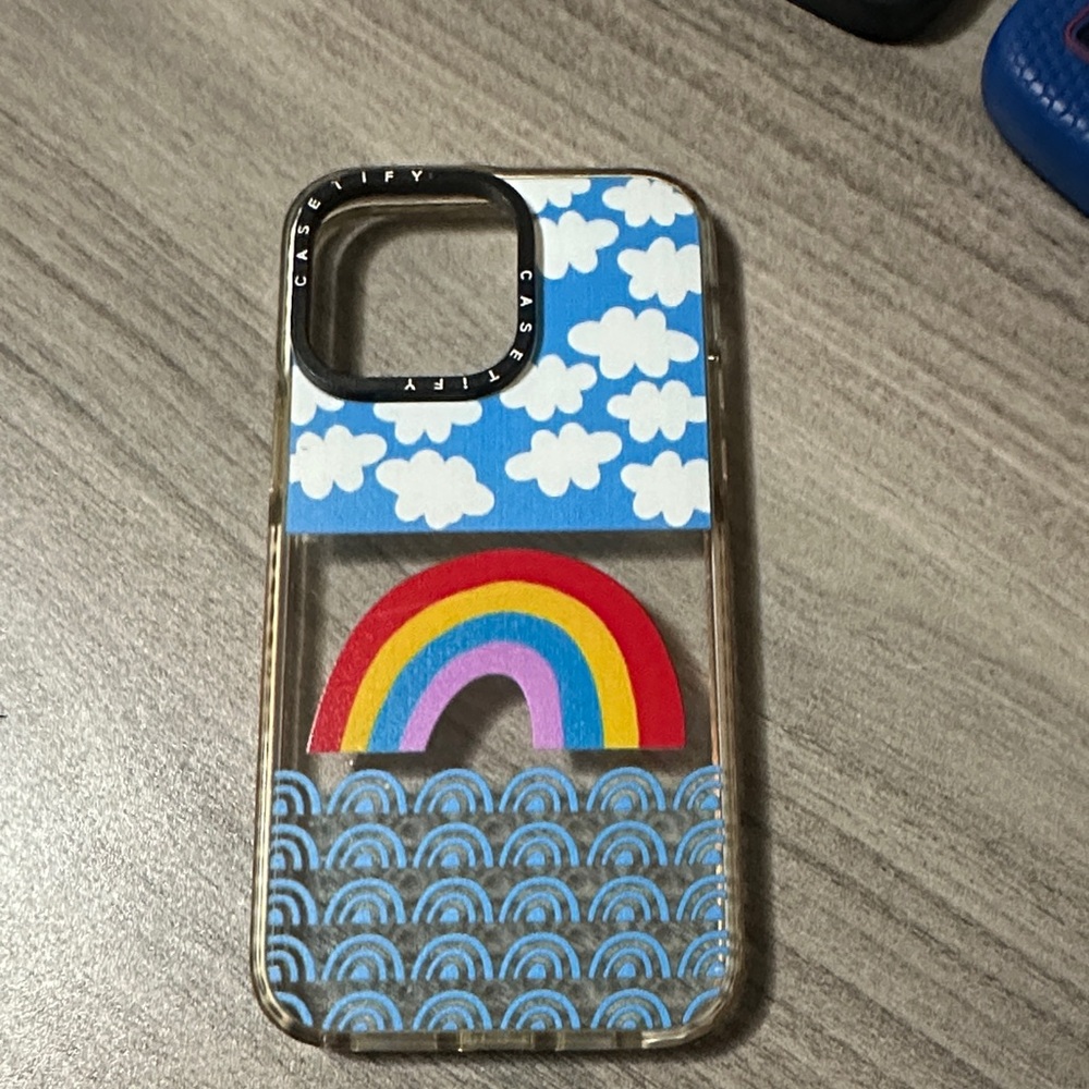 Casetify Blue and Rainbow iPhone Case